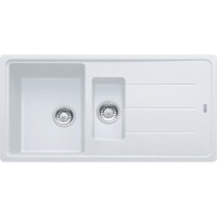 Franke Basis BFG 651-97 Granit Evye, 1,5 Gözlü, Damlalıklı, Tezgah Üstü, Bianco - FRANKE