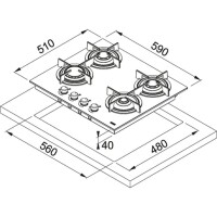 Franke Mythos FHCR 604 4G HE BK C Ankastre cam ocak, 4 Gözlü, Siyah, 60 Cm - FRANKE (1)