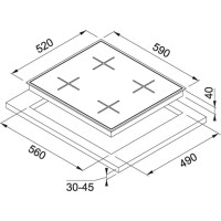 Franke Glass Linear Square FHNS 604 4G BK C Ankastre Siyah Cam Ocak,Döküm Izgaralı - FRANKE (1)