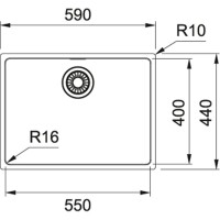 Franke Maris MRX 110-55 Çelik Evye, Tek Gözlü, Damlalıksız, Tezgah Altı, İnox - FRANKE (1)