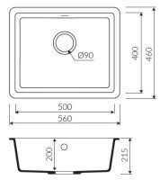 Marmorin FADO 560 Metalik Siyah P_Z_030_10_0560_5c92a2 Granit Eviye 1 Gözlü Damlalıksız - Marmorin (1)