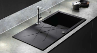 Marmorin FOORN II 1000 Metalik Siyah P_Z_036_11_1000_2a2cb2 Granit Evye 1 Gözlü Damlalıklı - Marmorin (1)