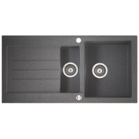 Marmorin TELLUR 1000 Metalik Siyah P_Z_316_51_1000_1ca122 1,5 Gözlü Damlalıklı Granit Evye - Marmorin