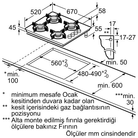 SIEMENS EO7C2PO12O iQ300 Ankastre Beyaz Cam Gazlı Ocak - 5