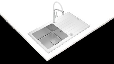 TEKA DIAMOND RS15 1B 1D 86 TezgahŸstŸ Beyaz Cam & Paslanmaz ‚elik Eviye - 2