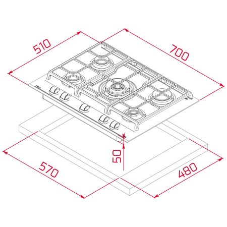 TEKA GZC 75330 XBN LB 70 cm Kristal Cam Taba Ankastre GazlÝ Ocak - 9