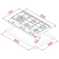 TEKA GZC 95320 XBC 90 cm Kristal Cam Siyah Ankastre GazlÝ Ocak - 10