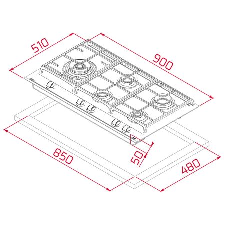 TEKA GZC 95320 XBC 90 cm Kristal Cam Siyah Ankastre GazlÝ Ocak - 10