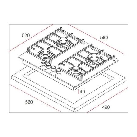 TEKA HAL 60 4G AI AL 60 cm Kristal Cam Siyah Ankastre GazlÝ Ocak - 3